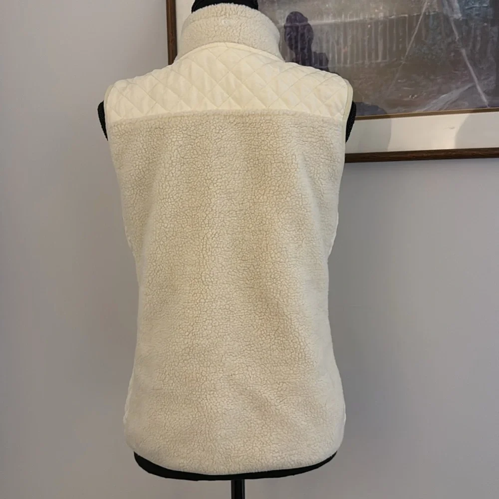 Vineyard Vines Sea View Sherpa Quilted Vest Womens XS Ivory White Full Zip